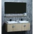 Marble Surface Ceramic Washbasin Basin Double Bowl With Wooden Cabinet Size 120 cm, Light Woody 
