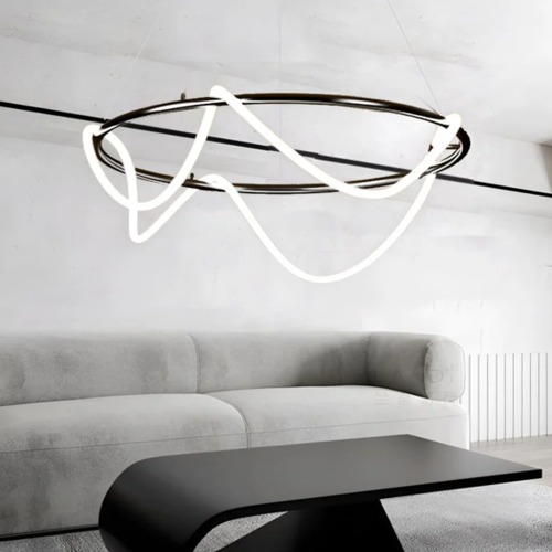 LED Strip Light Chandelier Diameter 90 cm, Black Color | Matkel Store