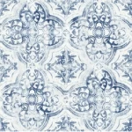 ورق جداري لون ازرق تصميم كلاسيك، مقاس 1.010سم×52.1سم