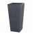 Fiberglass pot with flowers, height 80 cm, width 35 cm, dark grey color