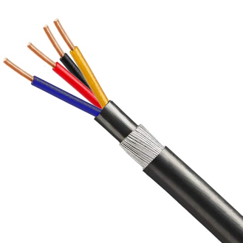 كابل تيار كهربي نحاس مصمت 4 خط مقاس 10 مم2، 0.6/1 كيلو فولت، مسلح بشريط صلب، معزول PVC، طول 1000 متر | كابلات البحر الاحمر