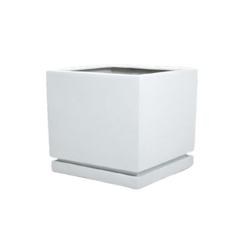 Square Fiberglass Planter 41x41x38 cm, White Color | Verde