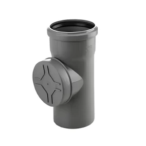 UPVC Plastic Access Tee Diameter 110 mm, Length 320 mm, Grey Color | Cosmoplast Factory