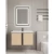 Aluminum sink wall hung, ceramic basin, size 80 cm, with mirrored pharmacy, beige color