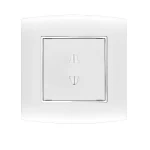 فيش كهرباء بفتحتين 16 أمبير الفنار موديل أمنية المقاس  7x7 اللون ابيض بحلقة كروم