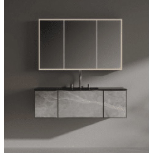 Marble Top Washbasin Basin 120 cm, Marbled Lead Color with Wooden Cabinet | Al Muhaidib Sanitary and Ceramic