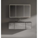 Marble Top Washbasin Basin, Marbled Lead Color, Size 120 cm, With Wooden Cabinet