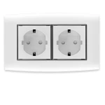 فيش شوكو  مزدوج مع سدادات حماية 16 أمبير الفنار موديل أمنية المقاس  7x14 اللون أبيض بحلقة سوداء