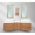 Two Porcelain Basins Decorative Wooden Washbasin, Size 158x51 cm, with LED Mirror, Plywood Model