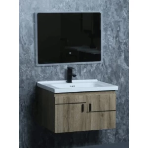 Ceramic Marble Top Single Basin Washbasin 80 cm Wooden Brown | Al Muhaidib Sanitary and Ceramic
