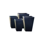 Fiberglass plant pot, size 32x32x53 cm, dark gray color