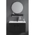 Hand Washbasin With Wooden Cabinet, A Circular Mirror And A Shelf Size 60 cm, Dark Grey