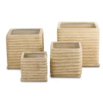 أصيص نبات بوليريسين اسمنتي، تصميم مربع، مقاس 33×35 سم، لون بيج