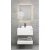 Single Normal Basin Artificial Marble Bathroom with LED Mirror Size 60 cm, White With Golden Veins Color