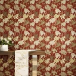Leaf-patterned Design Wallpaper, Size 10 mx50 cm, red Color