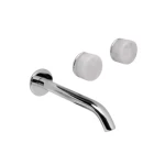 Concealed Wall Washbasin Tap, Weight 4.5 kg, Chrome/White Carrara Marble Color, Three Hole 