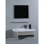 Marble Surface Ceramic Decorative Washbasin Size 50×30 cm, Light Wooden Color with Wooden Cabinet