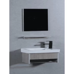 Marble Surface Ceramic Decorative Washbasin 50×30 cm, Light Wooden Color with Wooden Cabinet | Al Muhaidib Sanitary and Ceramic