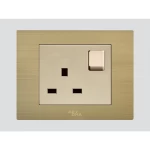 Single English Socket Art DNA E62, Gold Color, Dimensions 7x7 cm, 13 Amp