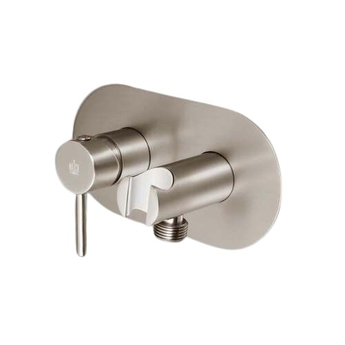 Copper Bidet Mixer with Hot Water Check Valve and Holder, Matt Nickel, 15 Bar, 17×8.5×13.2 cm | 