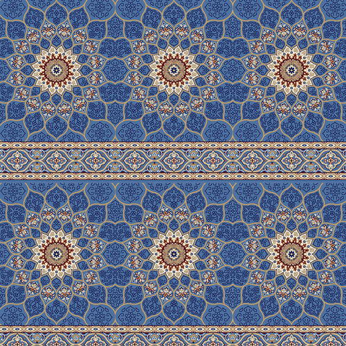 Heat Set Mosque Carpet Light Blue, Pile Height 12 mm, Islamic Design | Super Mawadah