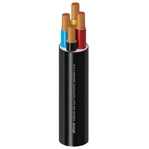 Multicore Cable Stranded Copper Four Cores 16 mm² 300/500 Volt 1000 M Black | Al Fanar