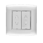 فيش كهرباء مزدوج بفتحتين 16 أمبير الفنار موديل أمنية المقاس  7x7 اللون فضى بحلقة كروم