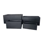 Fiberglass Planter, Width 50cm Depth 20cm Height 20cm,Rectangular, Black Color