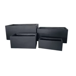 Fiberglass Planter Width 50cm Depth 20cm Height 20cm Rectangular Black | Zahrat Al Rayyan Establishment