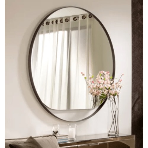 Circle Wall Mirrors Size 140x140x5 cm, Grey and Black Color | Abyat Company