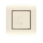 فيش كهرباء بفتحتين 16 أمبير الفنار موديل أمنية المقاس  7x7 اللون بيج بحلقة سوداء