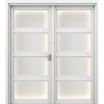 Premium Luxury Double Wooden Entrance Door, Size 220 × 235 cm, 6 cm Thickness, White, Model GPR01