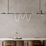 نجفة أشرطة ليد لون أسود، مقاس 150×110 سم، رمز المنتج 910107