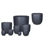 Fiberglass plant pot, medium size 57.5x62x62 cm, black color