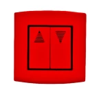 مفتاح ستائر مزدوج قطبين 20 امبير أمنية الفنار مقاس 7×7 سم اللون احمر بحلقة سوداء