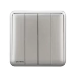 10A 4 Gang 2 Way Light Switch, Dark Silver Color, 86x86mm, 250V, Siemens (Delta Seata)