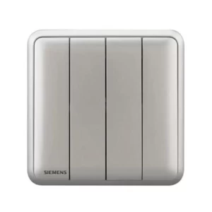 مفتاح انارة رباعي دركسيون 10 امبير 86×86 مم، فضي غامق | Siemens (Delta Seata)