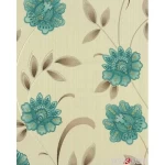 Italian Floral Wallpaper Size 10m x 0.53m, Beige with Turquoise Color, Model 30668