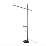 Wooden Floor Lamp, 155 cm Height, 100 cm Depth, Black and Brown Color.