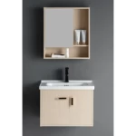 Decorative Washbasin With Wooden Cabinet And Pharmacy With Mirror Size 80 cm, Light Woody