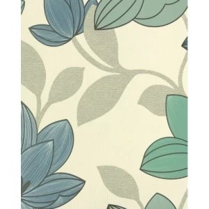 Wallpaper Floral Design 10m x 0.53m Beige and Blue, Model 20596 | Balbaid Decor Company