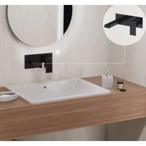 Concealed Wall Washbasin Mixer Black Color, Stainless Steel Cover | Saudi Ceramics