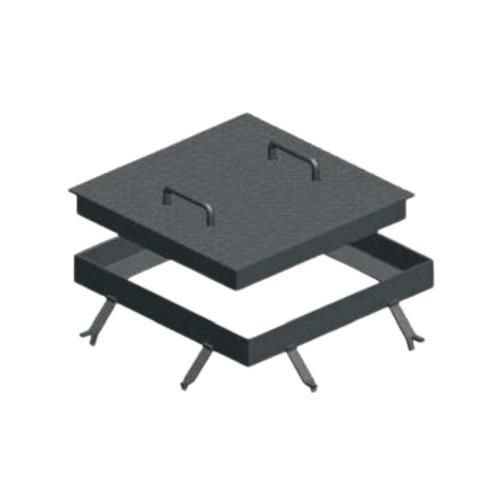 غطاء منهول مصمت حديد 600×600 mm، مربع الشكل، حمولة خفيفة، لون رمادي | شركة سعودي كاست