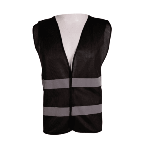 Medium Duty Safety Vest Size XXXXL, Black Color with Reflective Strip and Velcro, 1 kg | Muedda Store