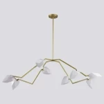 Ceiling Chandelier, Gold and White Color, 8 Bulbs, Dimensions 118.6x120 cm