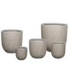 Large Round Gray Fiberglass Planter 44.5x44.5x44 cm