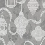 ورق جداري بلجيكي لون رمادي تصميم شرقية، مقاس 10 م×0.53 م