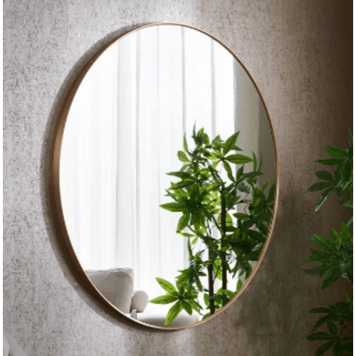Circle Wall Mirrors Size 90x90x4 cm, Gold Color | Abyat Company