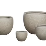 Fiberglass Vase, Width 29cm Depth 37.5cm Height 37.5cm, Beige Color