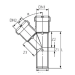 PPR Plastic Branch 45° , Size 160 x 110 mm, Length 290 mm, blue |  Al Mona factory